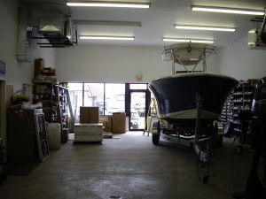 Open work studio with boat